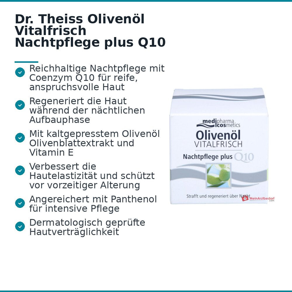 Crema nocturna revitalizante con aceite de oliva Dr. Theiss plus Q10, 50 ml