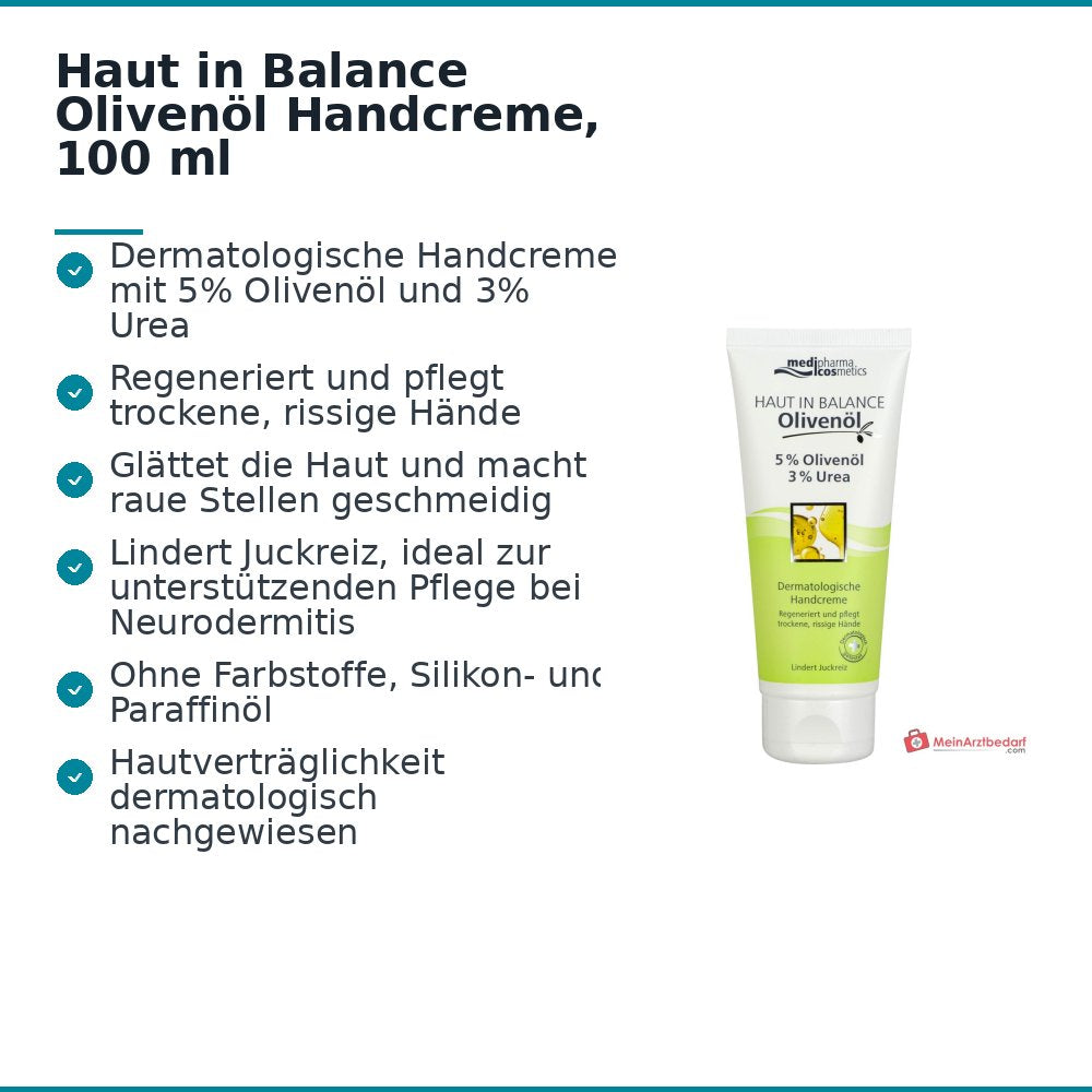 medipharma cosmetics Pelle in Equilibrio Crema Mani all’Olio d’Oliva, 100 ml