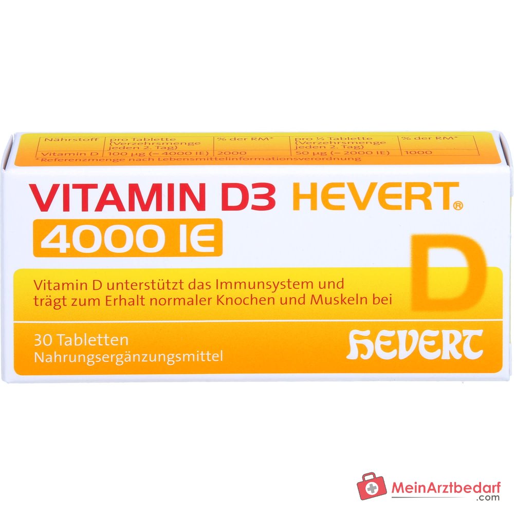 Hevert Vitamina D3 Colecalciferol Comprimidos 4000 UI, 30 uds.
