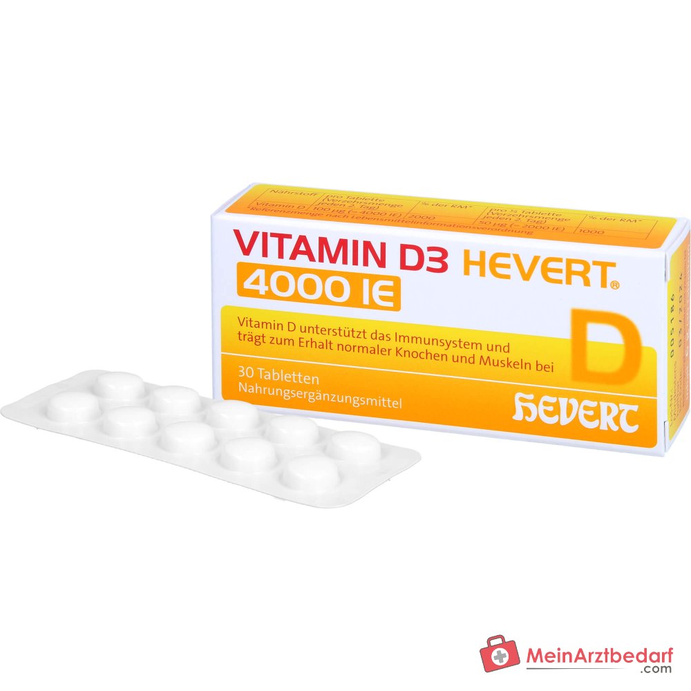 Hevert Vitamina D3 Colecalciferol Comprimidos 4000 UI, 30 uds.