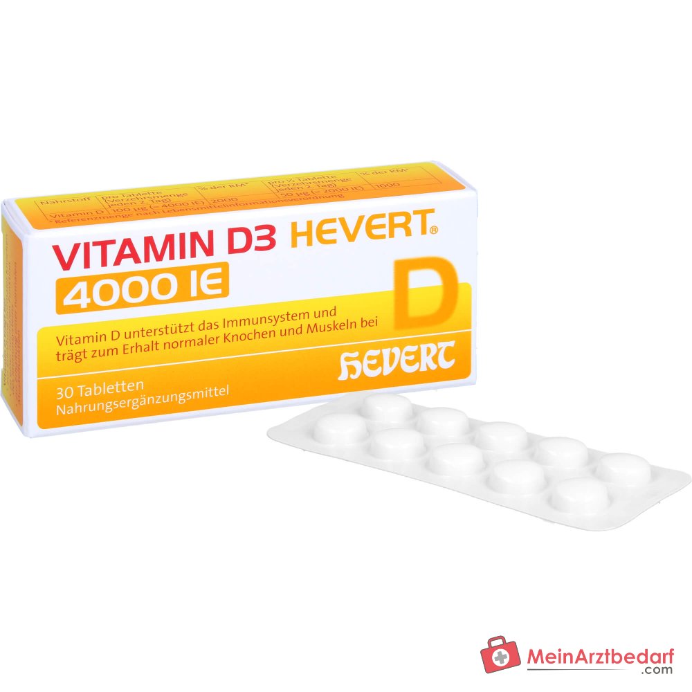 Hevert Vitamina D3 Colecalciferol Comprimidos 4000 UI, 30 uds.