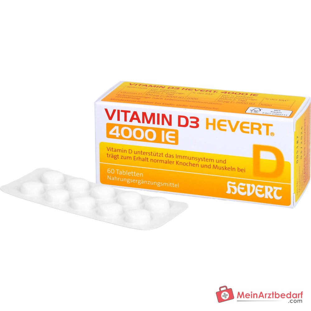 Hevert Vitamina D3 Colecalciferol Comprimidos 4000 UI, 60 uds.