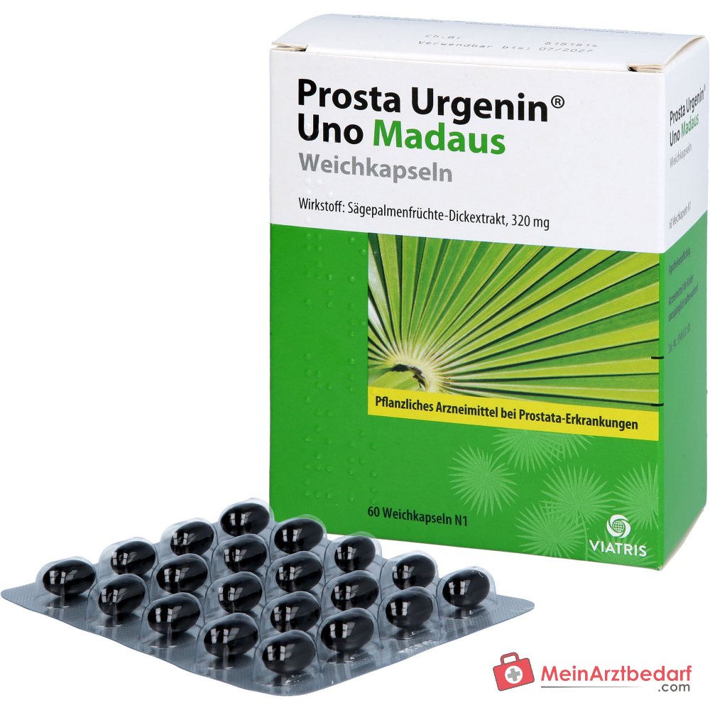 Prosta Urgenin Uno Madaus Zachtgelcapsules met dik extract van zaagpalmbessen, 60 stuks.