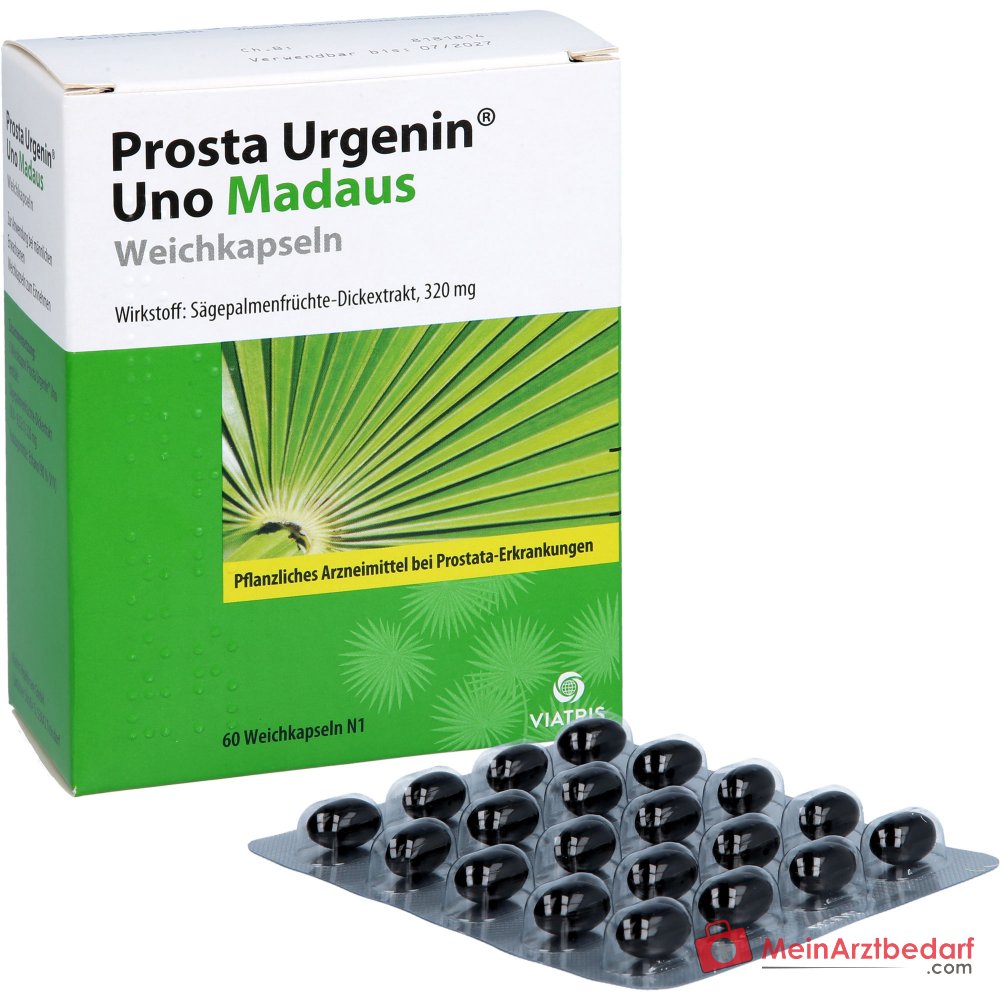 Prosta Urgenin Uno Madaus Zachtgelcapsules met dik extract van zaagpalmbessen, 60 stuks.