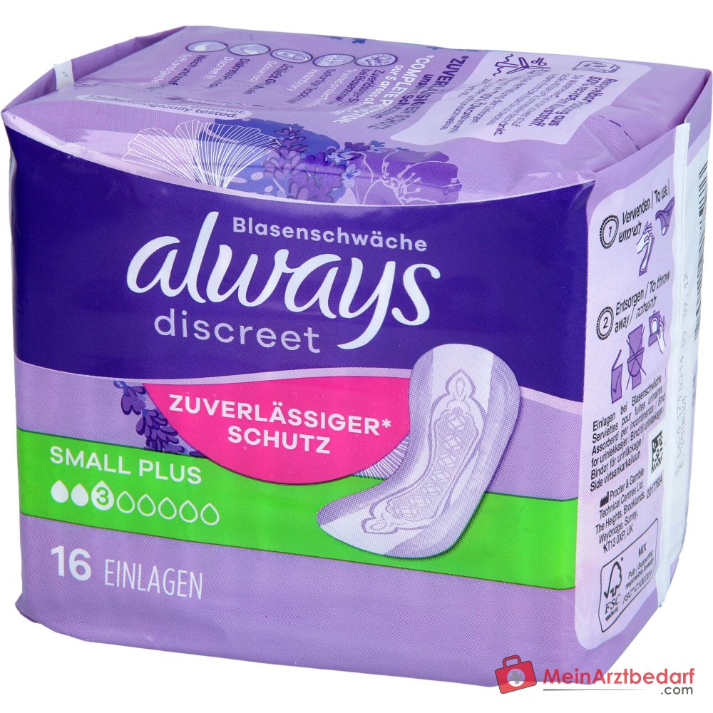 Always Discreet incontinentieverband Small Plus 16 stuks.