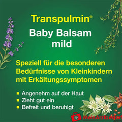 Transpulmin Baby Balsam mild: Wohltuender Erkältungsbalsam für Kinder ab 3 Monaten, 40ml.