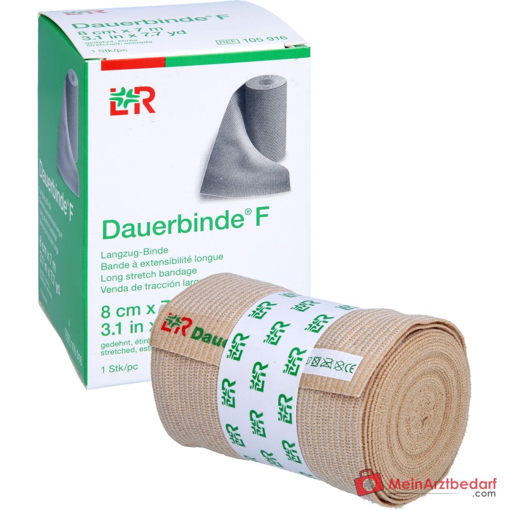 Benda permanente F elastica longitudinale 8 cm x 7 m, color pelle