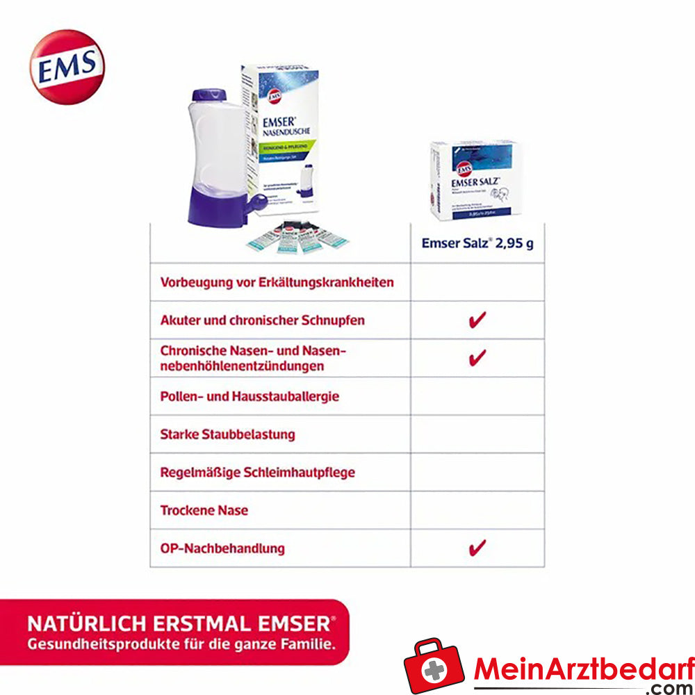 EMSER® Nasendusche mit 4 Beutel Nasenspülsalz, 1 St..