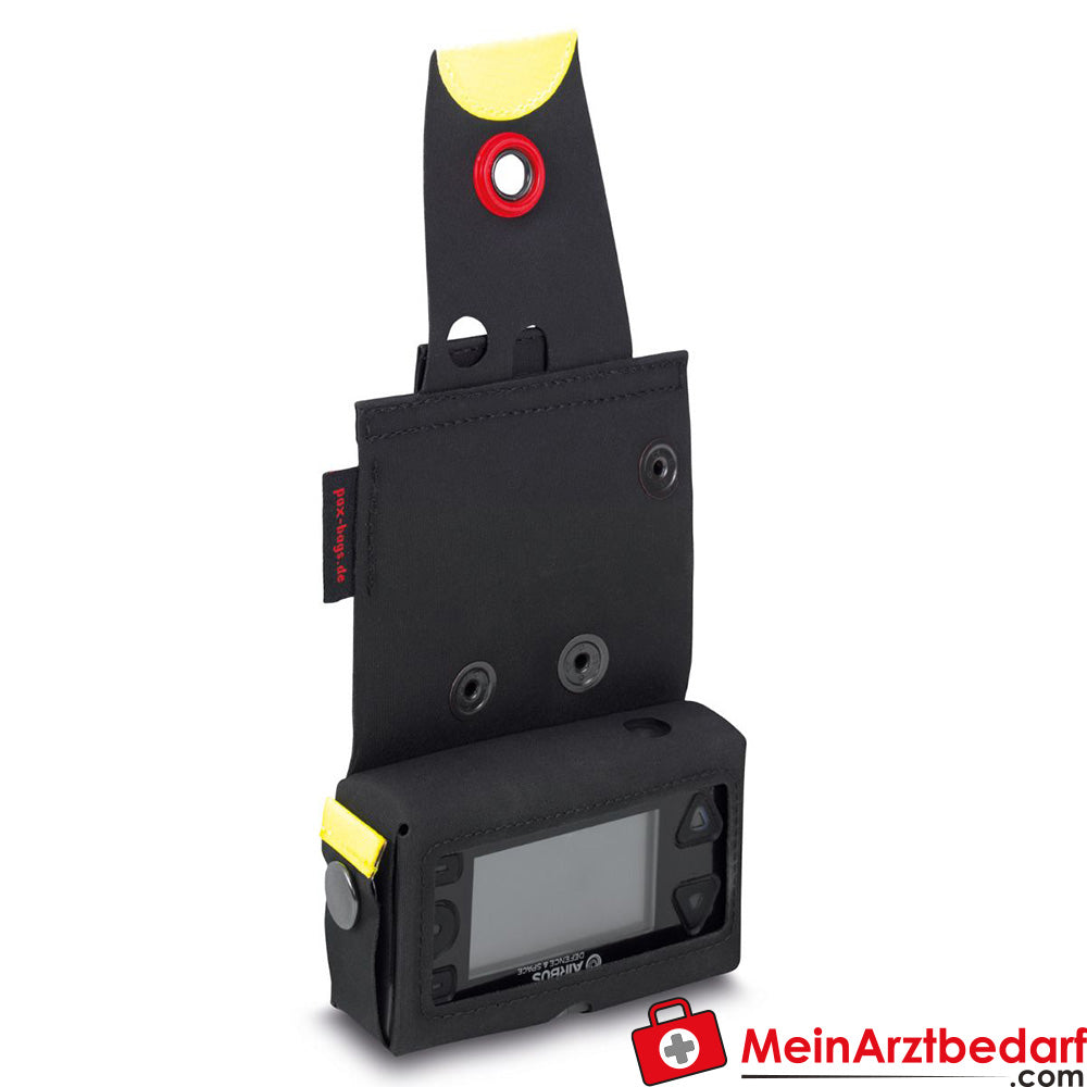 Funda para cinturón PAX detector para Swissphone QUADX35, BOSS 925/935 y Airbus P8ger, apertura basculante, dimensiones de 6,5-11×3 cm