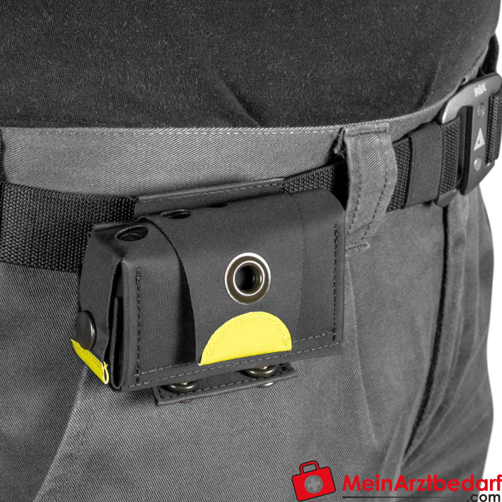 Funda para cinturón PAX detector para Swissphone QUADX35, BOSS 925/935 y Airbus P8ger, apertura basculante, dimensiones de 6,5-11×3 cm