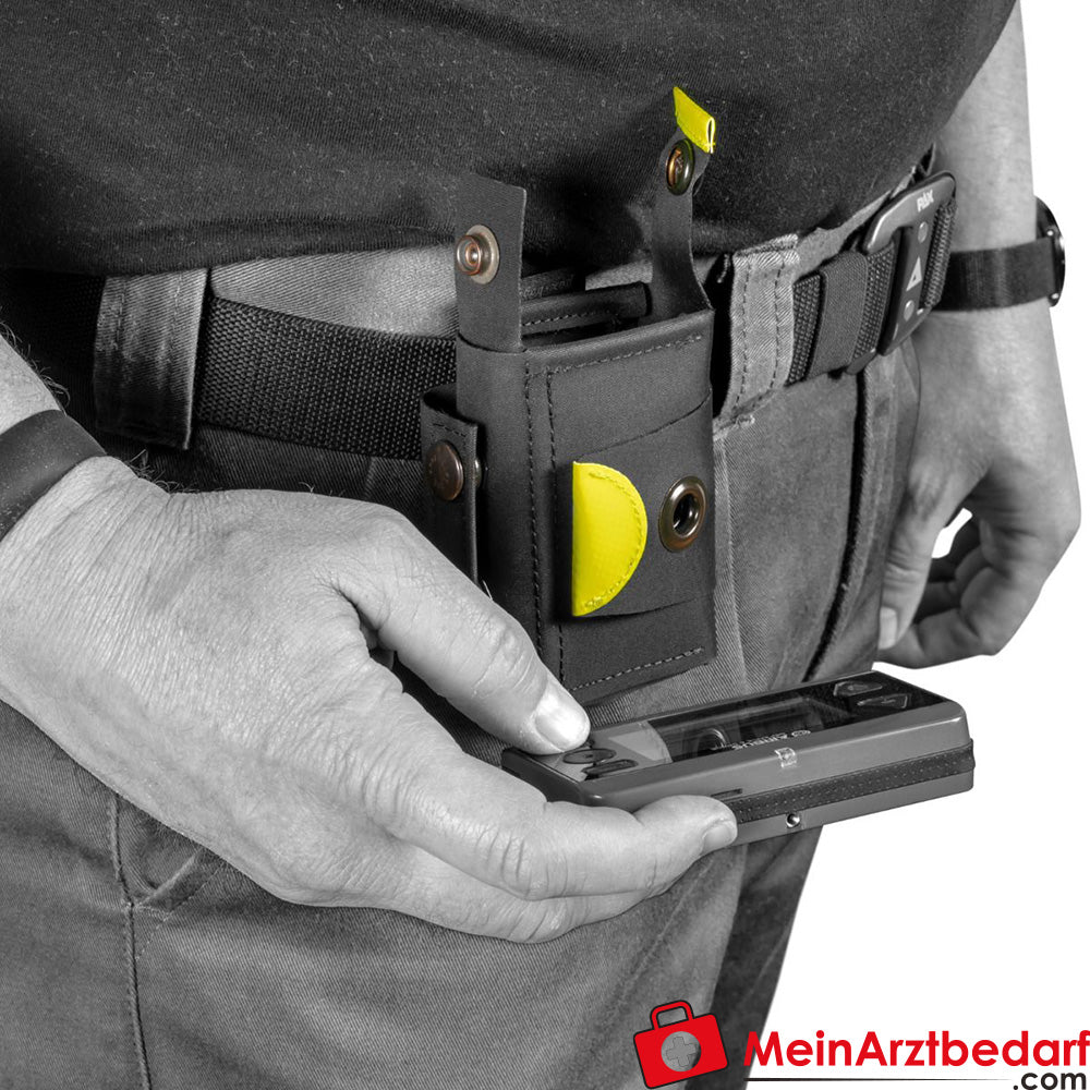 Funda para cinturón PAX detector para Swissphone QUADX35, BOSS 925/935 y Airbus P8ger, apertura basculante, dimensiones de 6,5-11×3 cm
