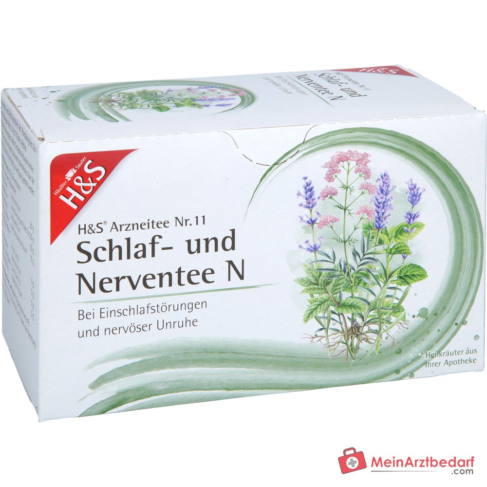 H&S Schlaf- und Nerventee Nr. 11 Baldrian, Lavendel, Melisse Teebeutel, 20 x 2 g