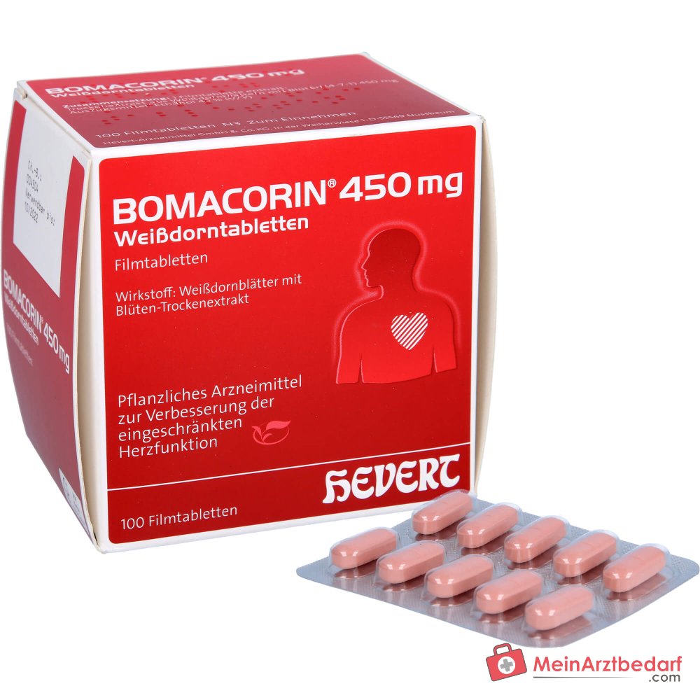 Hevert Bomacorin foglie di biancospino 450 mg, 100 compresse filmate