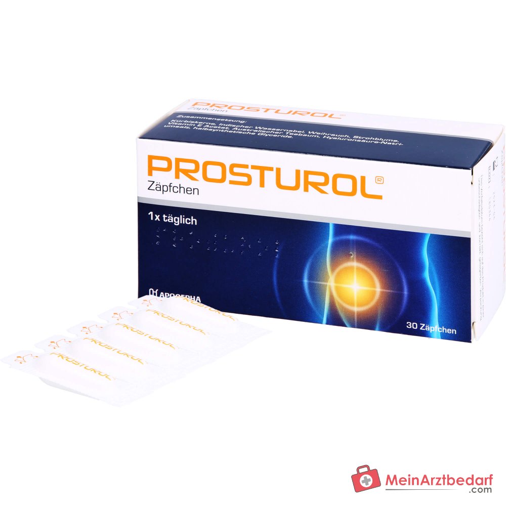 Semi di zucca Prosturol / Centella asiatica / Incenso / Elicriso / Vitamina E / Albero del tè australiano / Supposte con acido ialuronico, 10 pz.