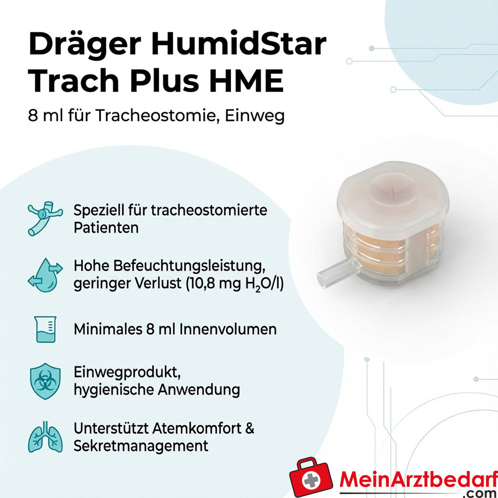 Dräger HumidStar Trach Plus HME (8 ml) à usage unique pour trachéotomie 100 pièces