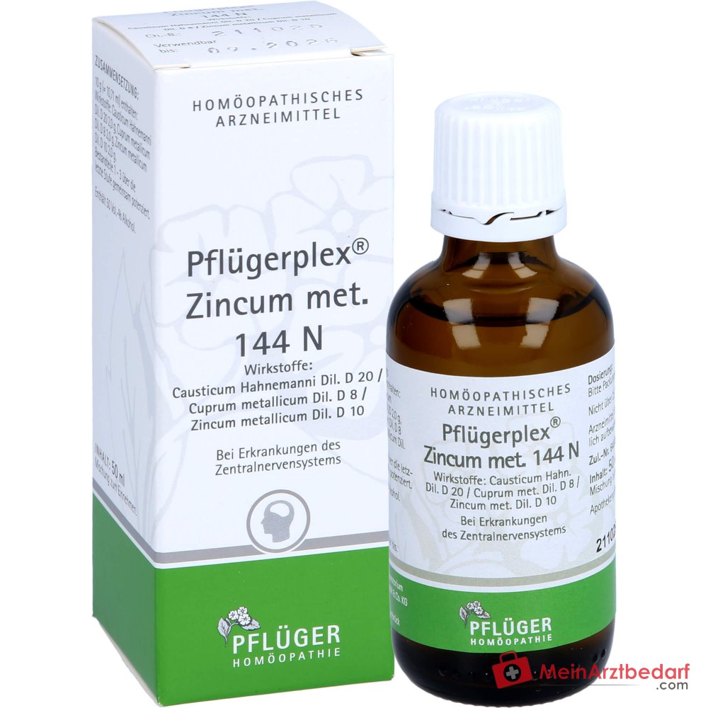 Pflügerplex Zincum met. 144 N Causticum D20, Zincum met. D10, Cuprum met. D8 solución 50 ml
