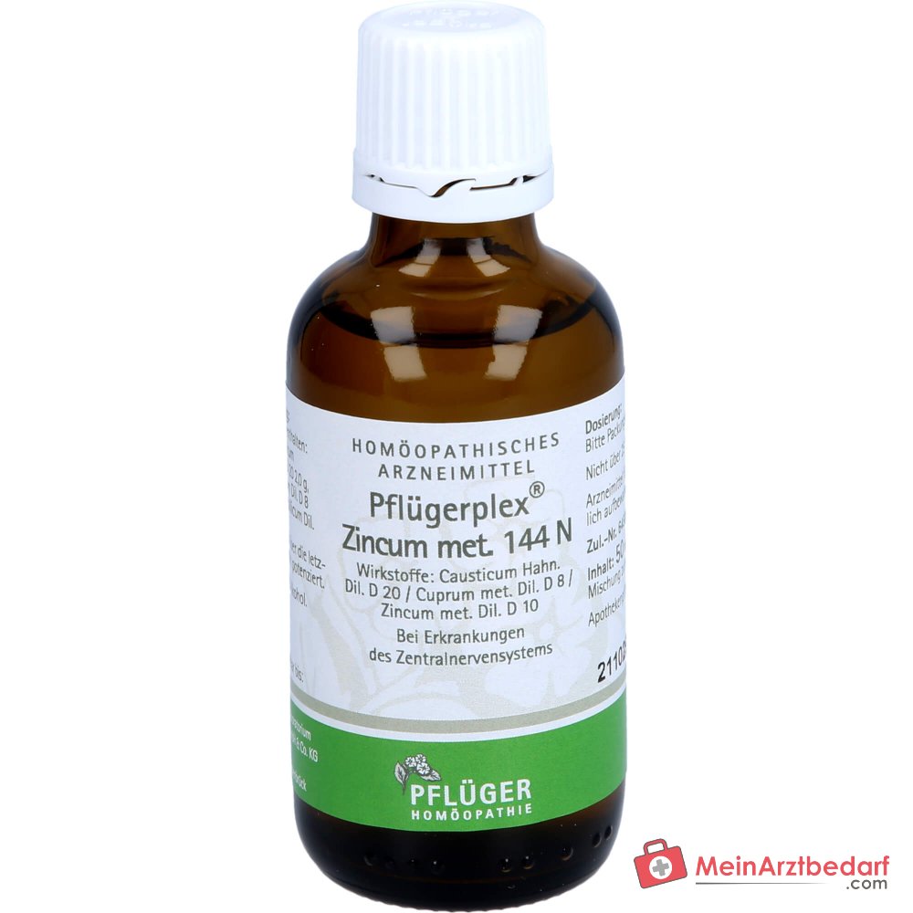 Pflügerplex Zincum met. 144 N Causticum D20, Zincum met. D10, Cuprum met. D8 solución 50 ml