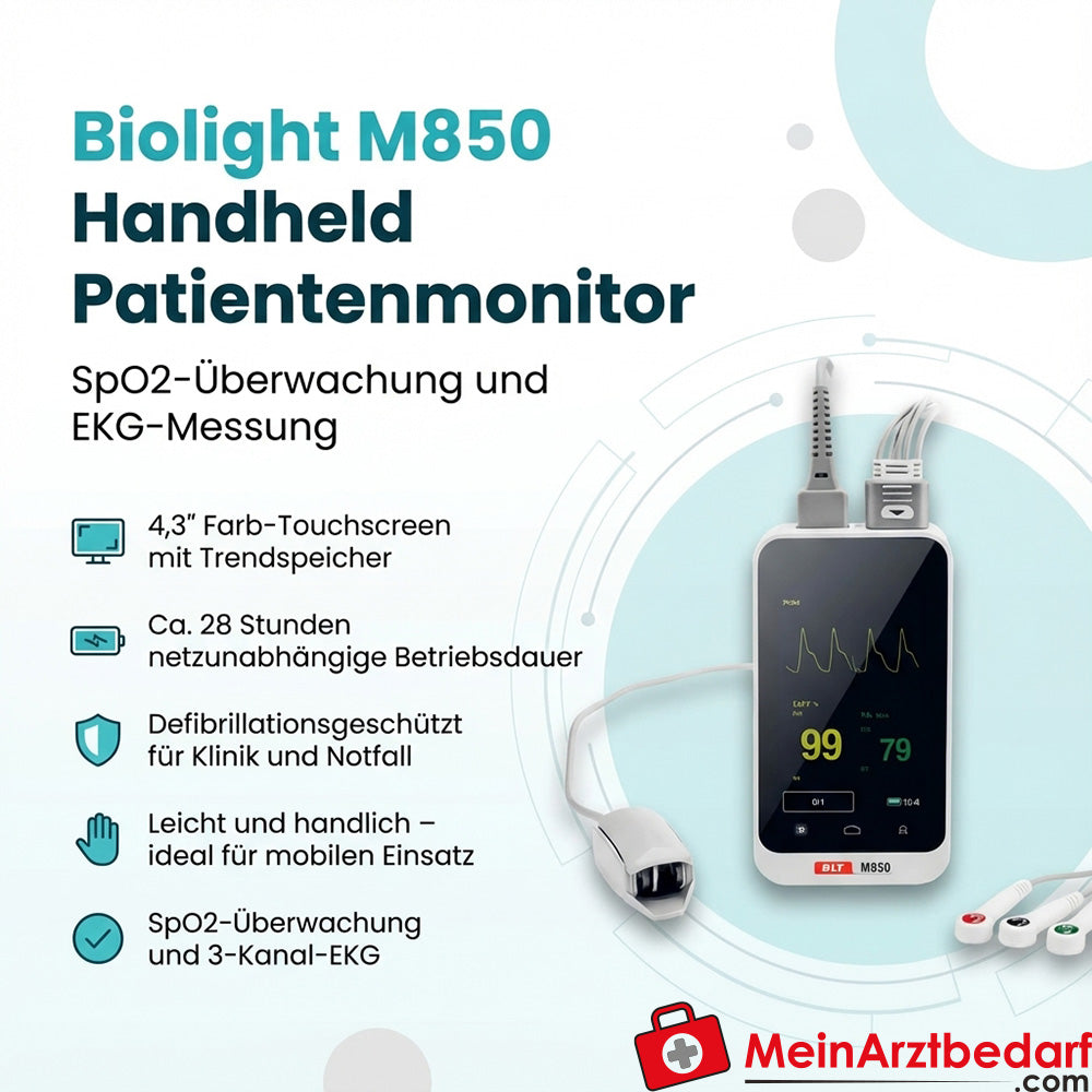 Biolight M850 Handheld Patientenmonitor, SpO2-Überwachung und 3-Kanal-EKG
