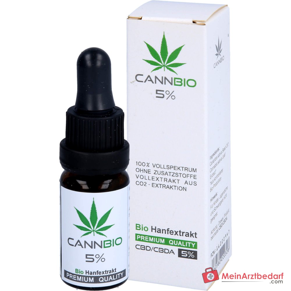 CANNBIO CBD 5% Cannabidiol Bio Extracto Completo de Cáñamo Gotas, 10 ml