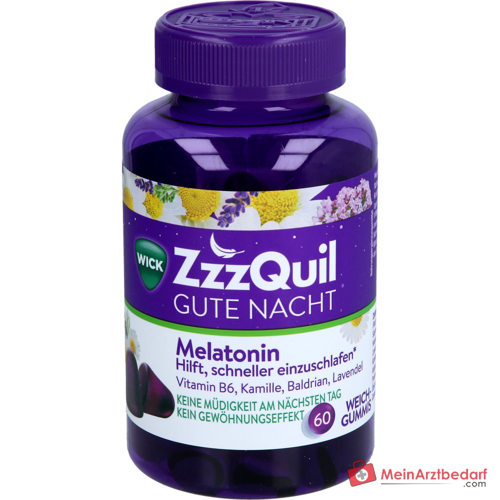 WICK ZzzQuil Bonne Nuit Mélatonine 1 mg Gommes souples 30 pièces