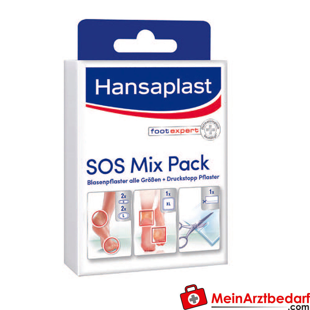 Hansaplast Sos Mix Pack, 5 Stück Blasenpflaster
 alle Größen + Druckstopp.