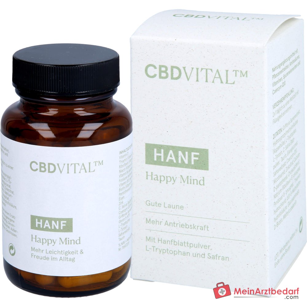 CBD VITAL Hanf Happy Mind Kapseln mit Griffonia (5‑HTP) 60 Stück