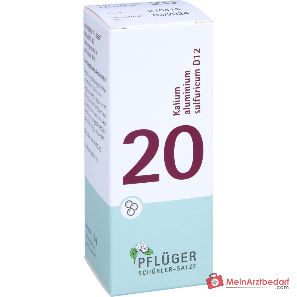 Globuli de Bioquímica Pflüger N.º 20 Kalium aluminium sulfuricum D12 Gránulos, 15 g