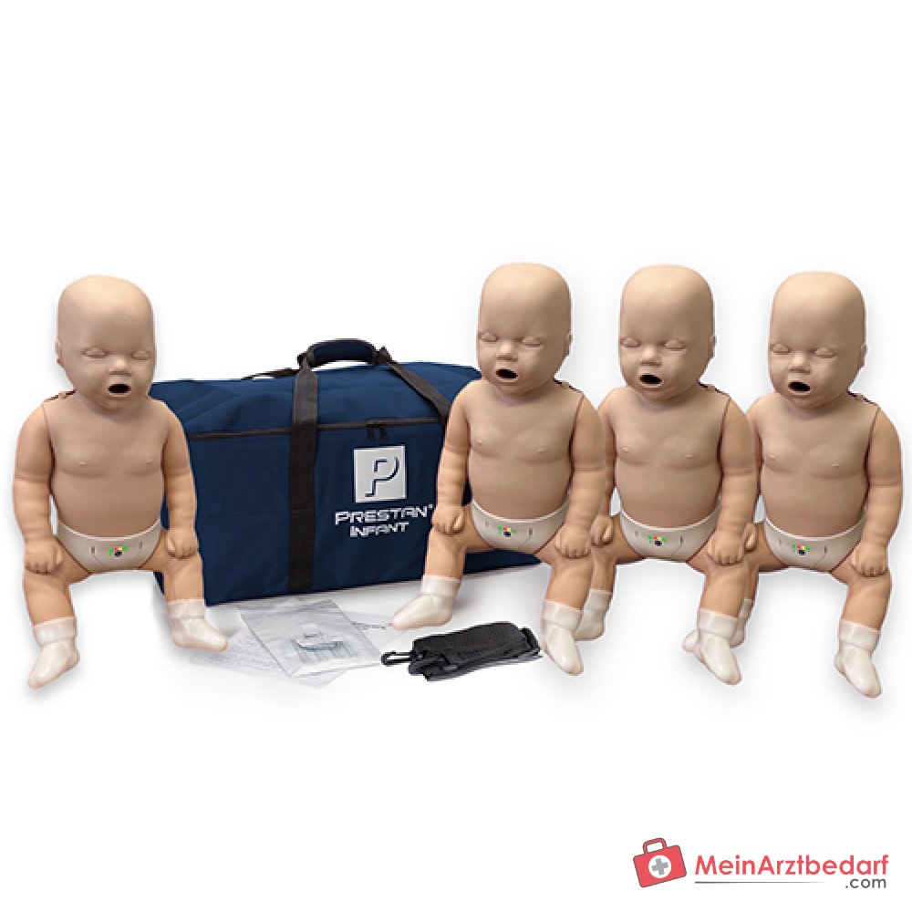 Prestan Professional Infant Manikin 4-Pack, CPR-Trainingsphantom mit Echtzeit-Feedback, Kompressionstiefen-Clicker, sichtbarem Thoraxheben, mittlerer Hautton.