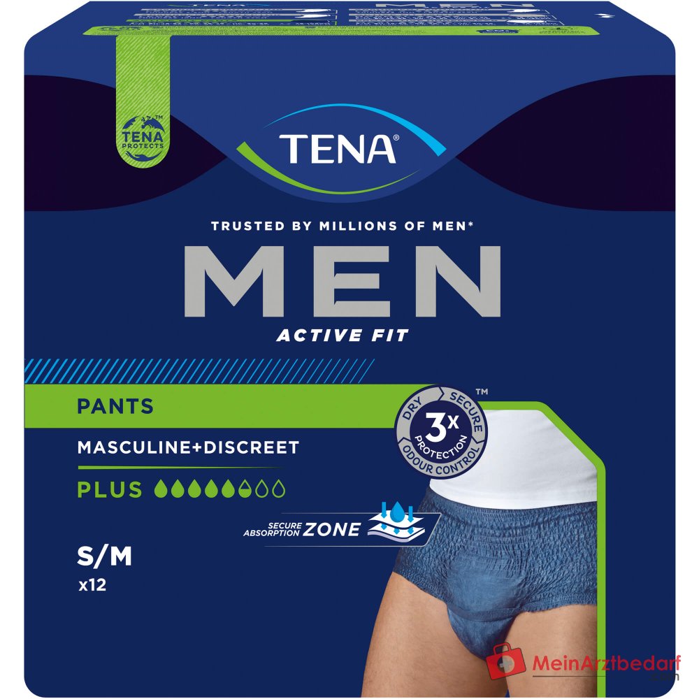 TENA Men Active Fit Pants Plus Majtki jednorazowe S/M niebieskie 48 sztuk (4x12)