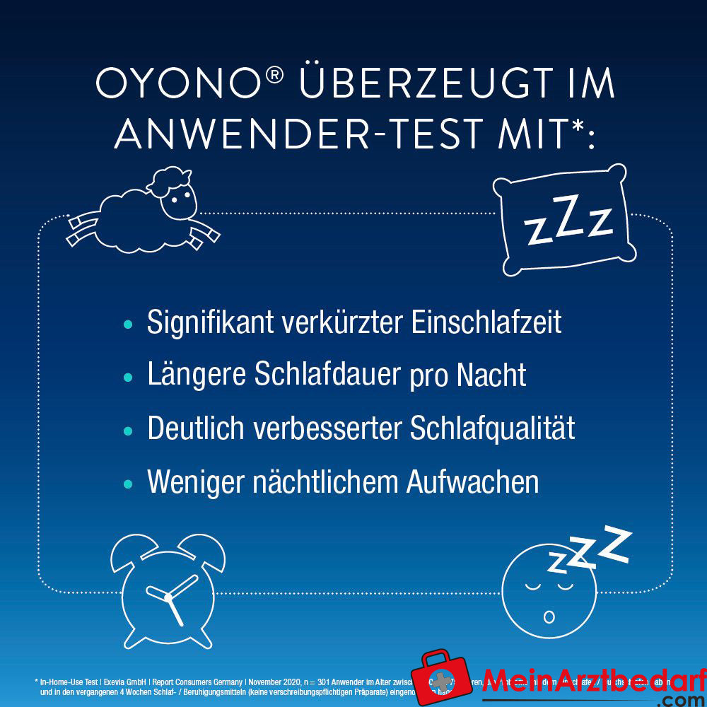 OYONO® Nacht mit 1 mg Melatonin, Baldrian und Zitronenmelisse.
