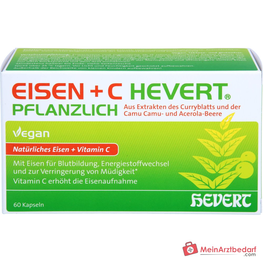 Hevert Eisen+C Plantes Fer / Vitamine C Gélules, 60 pièces.
