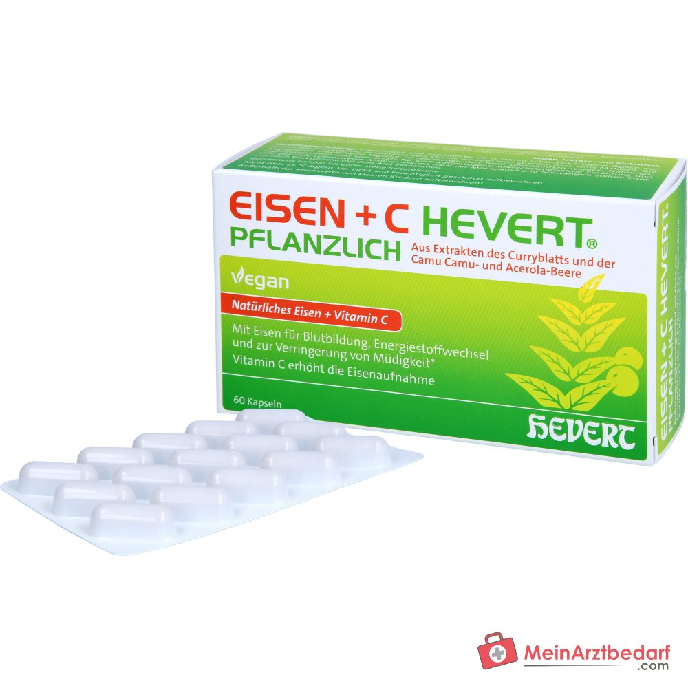 Hevert Eisen+C Plantes Fer / Vitamine C Gélules, 60 pièces.