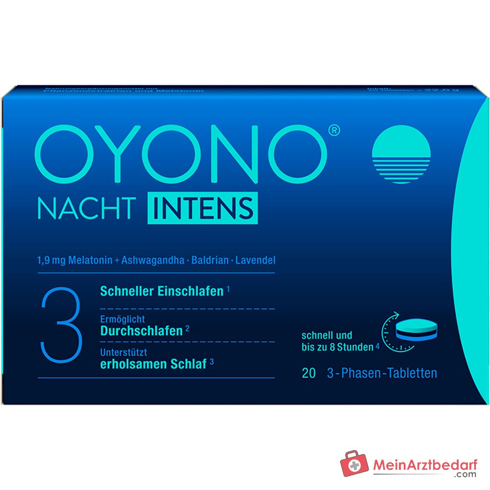 Oyono Nacht Intens Melatonine / Valeriaan / Lavendel / Ashwagandha Tabletten, 20 stuks.