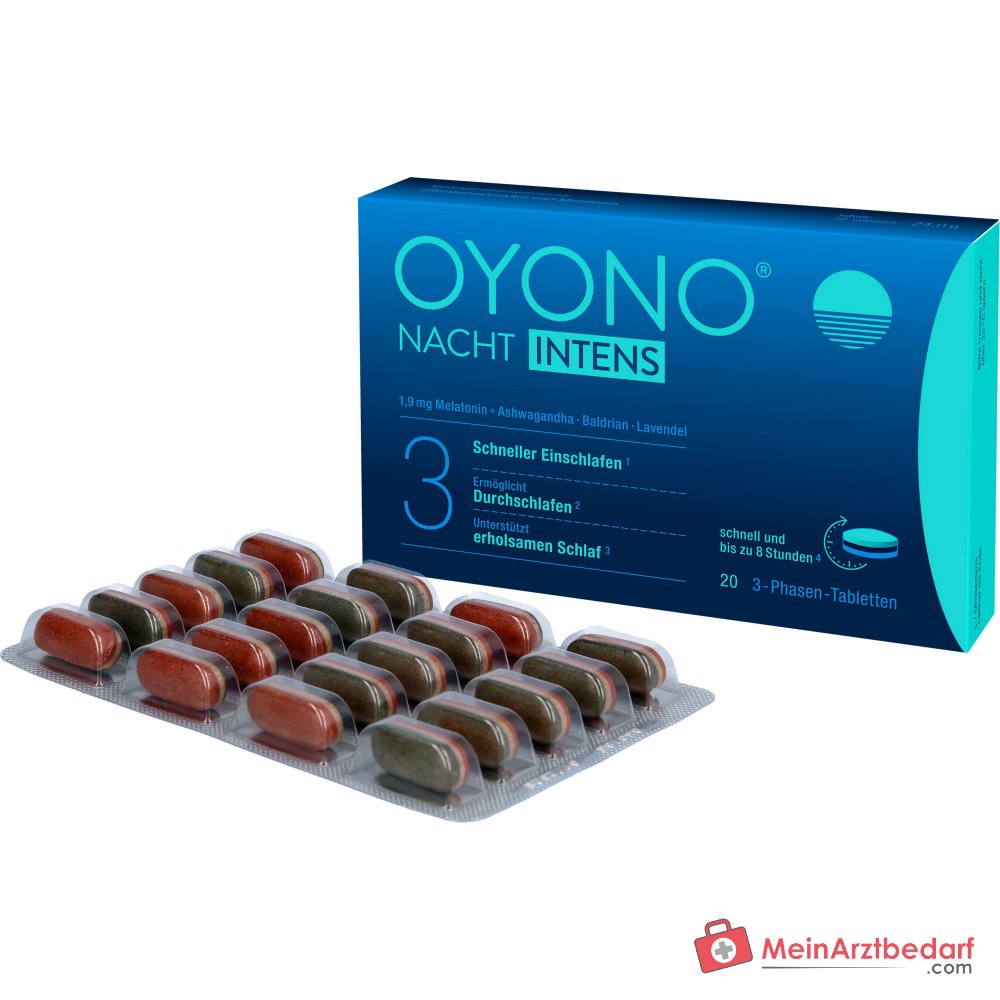 Oyono Nacht Intens Melatonine / Valeriaan / Lavendel / Ashwagandha Tabletten, 20 stuks.