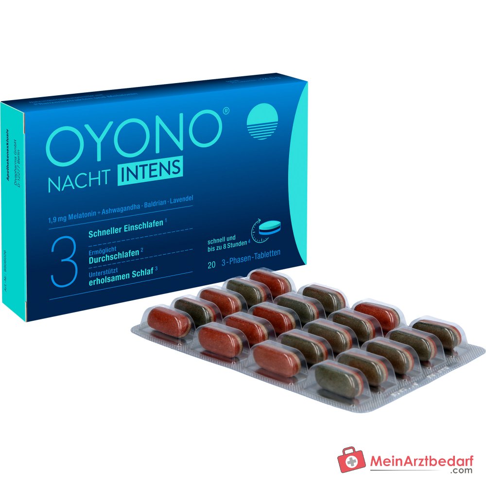 Oyono Nacht Intens Melatonine / Valeriaan / Lavendel / Ashwagandha Tabletten, 20 stuks.