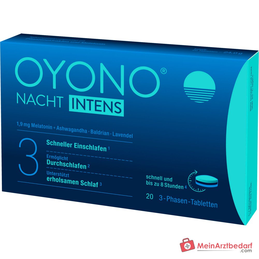 Oyono Nacht Intens Melatonine / Valeriaan / Lavendel / Ashwagandha Tabletten, 20 stuks.