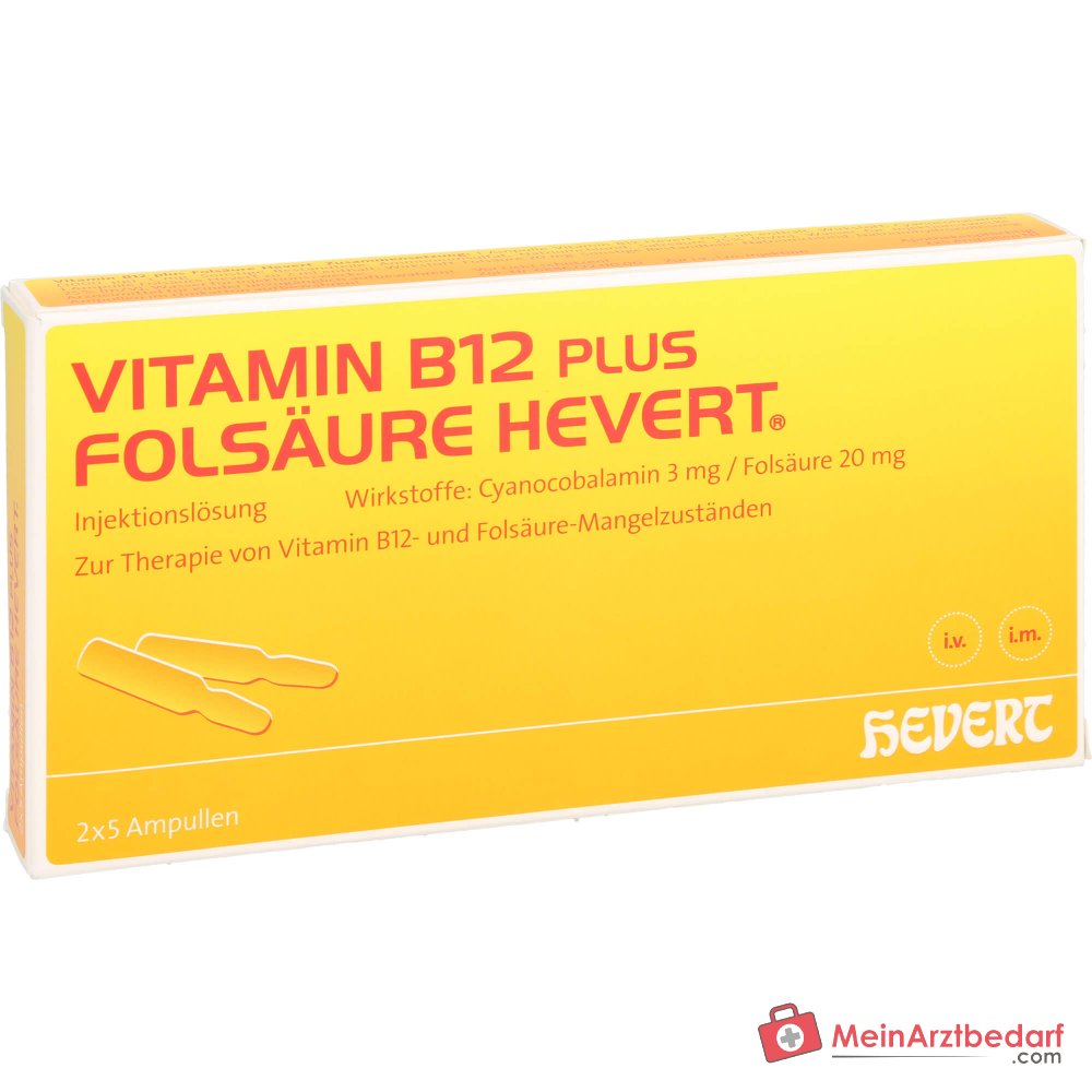 Hevert Witamina B12 z kwasem foliowym roztwór do wstrzykiwań, 2 x 5 ampułek