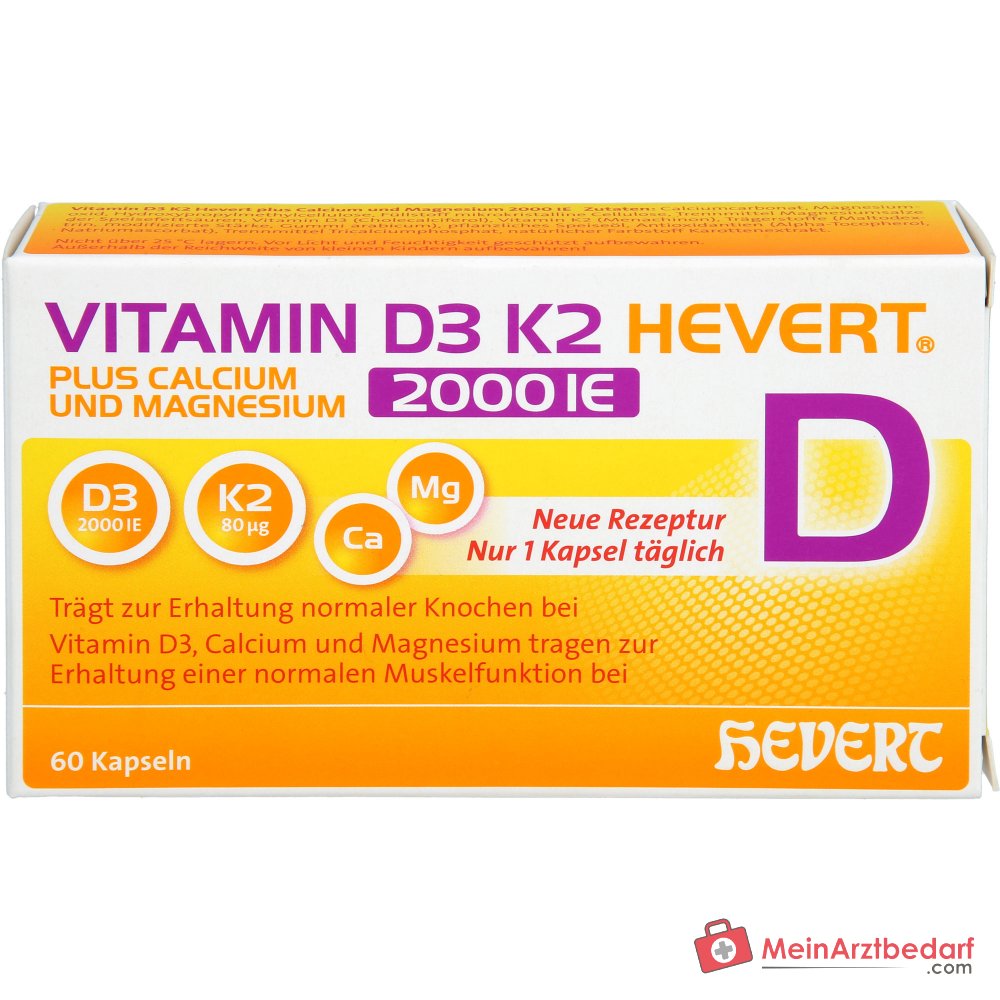 Hevert Vitamina D3 K2 Cápsulas, 60 uds.