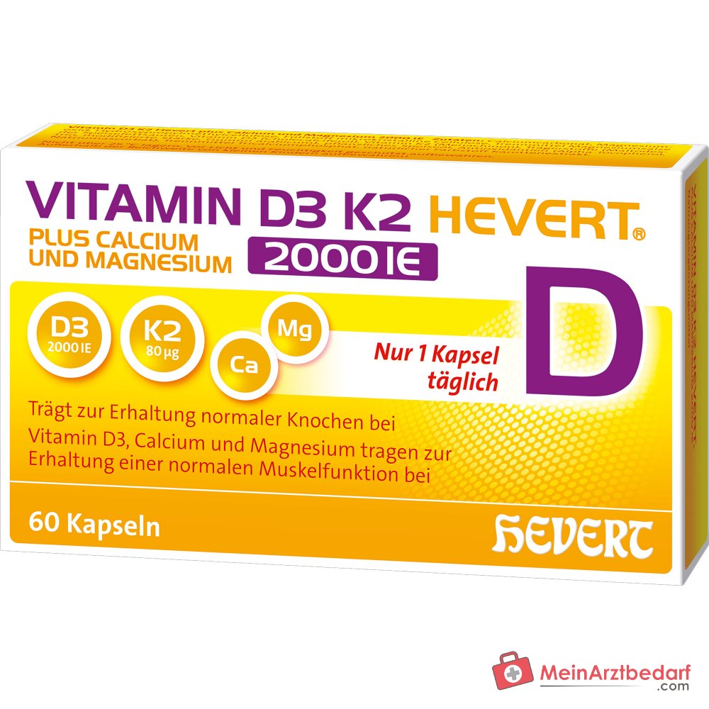 Hevert Vitamine D3 K2 Capsules, 60 st.
