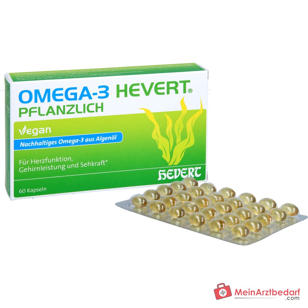 Hevert Omega-3 gélules molles végétaliennes d'origine végétale, 60 pièces.