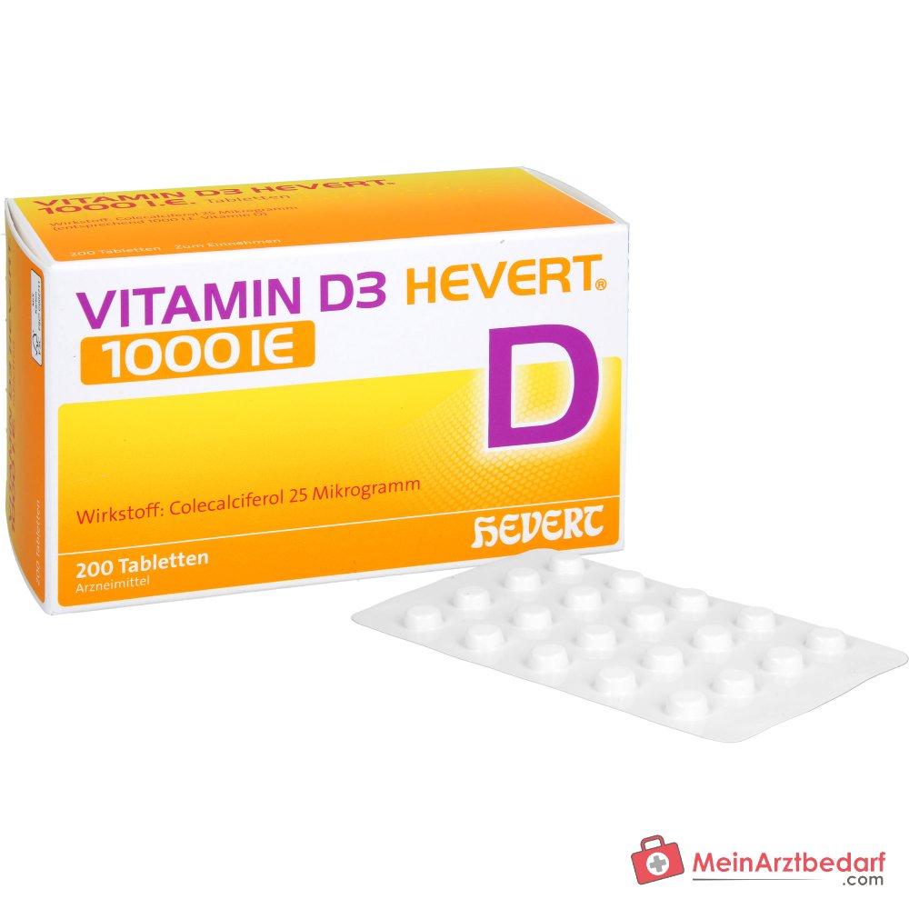 Hevert Vitamine D3 1000 IE Tabletten, 200 stuks.
