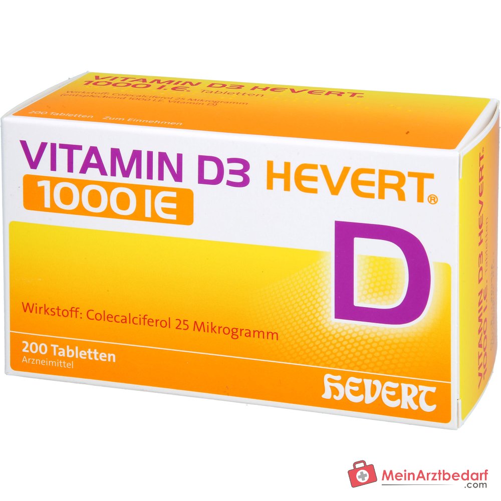 Hevert Vitamine D3 1000 IE Tabletten, 200 stuks.