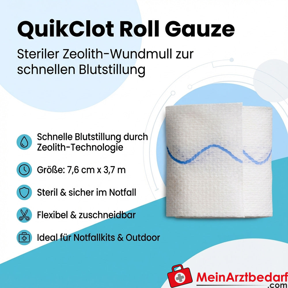 QuikClot Roll Gauze sterile Mullbinde, 10 Stück