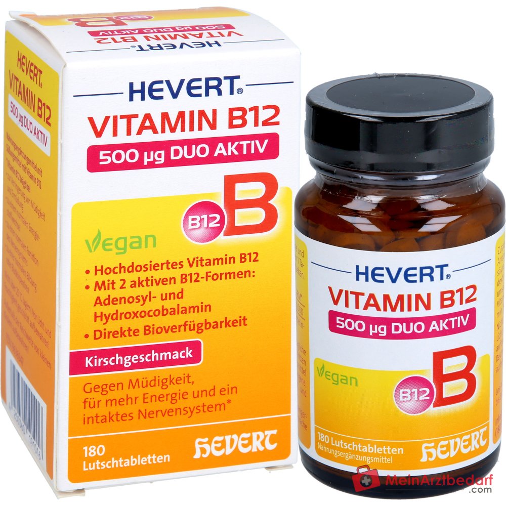 Hevert Vitamina B12 500 µg Duo Aktiv Pastiglie da sciogliere, 180 pz.