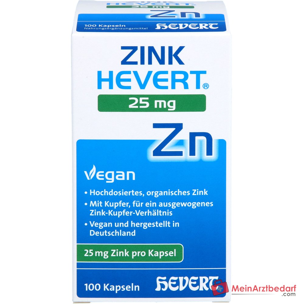 Hevert Zinc 25 mg capsules, 100 pièces.