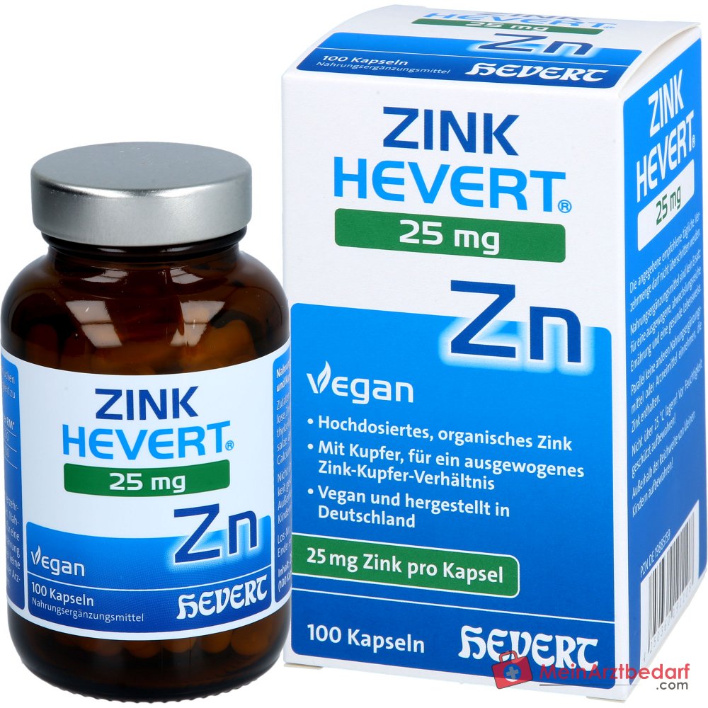 Hevert Zinc 25 mg capsules, 100 pièces.