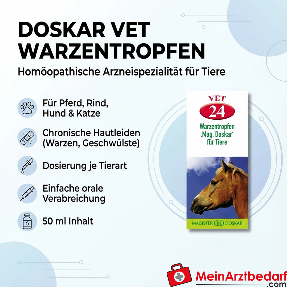 Doskar VET Gotas para verrugas 50 ml homeopático para caballo ganado perro gato