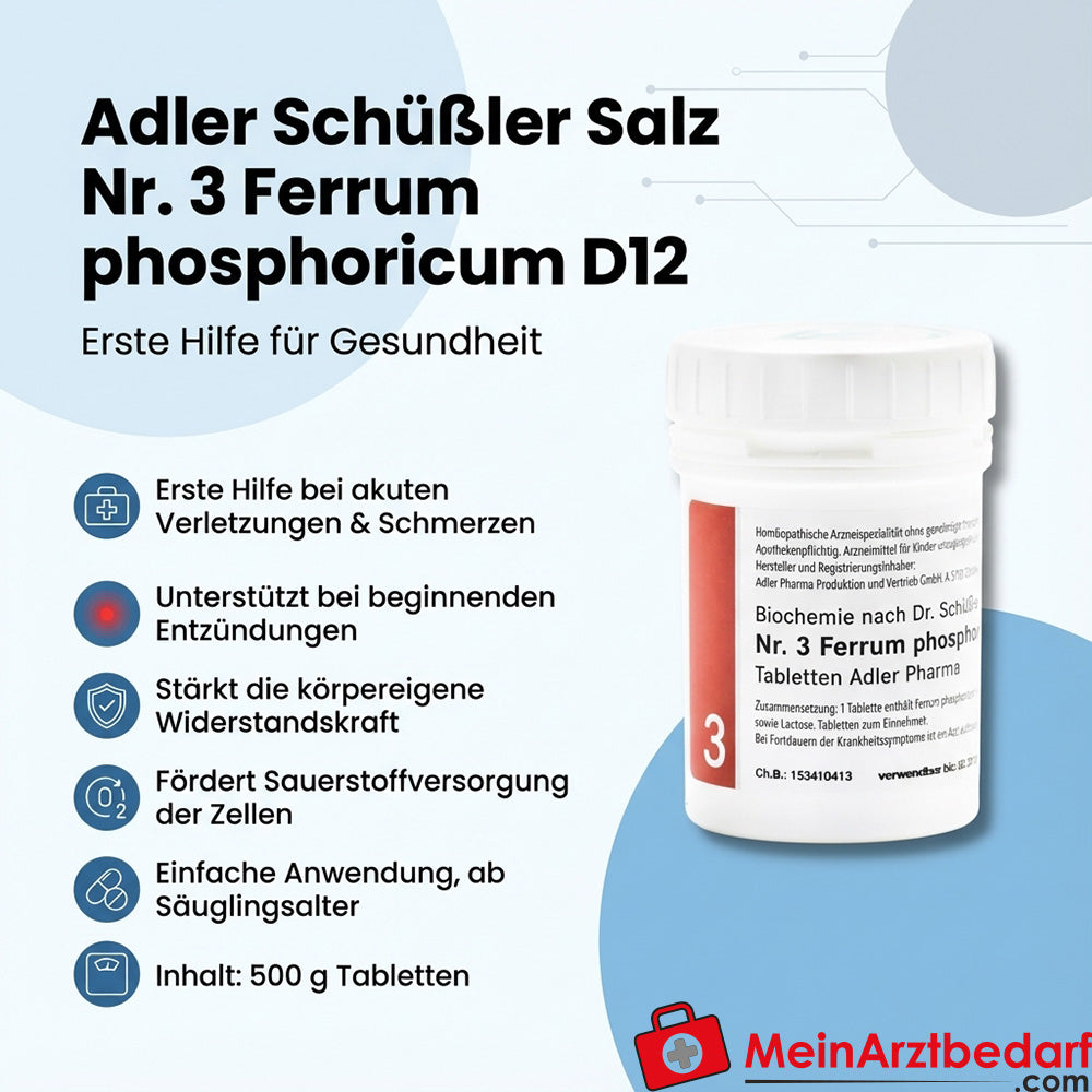 Sel d'Adler Schüssler n° 3 Ferrum phosphoricum D12 comprimés 500 g