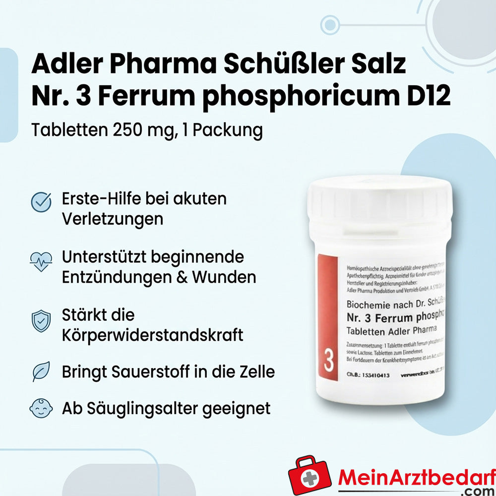 Adler Pharma Schuessler Zout Nr. 3 Ferrum phosphoricum D12 Tabletten 250 mg