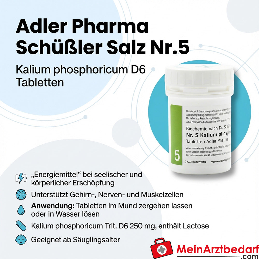 Adler Pharma Schuessler Sal nº 5 Fósforo potásico D6 Comprimidos 250 mg